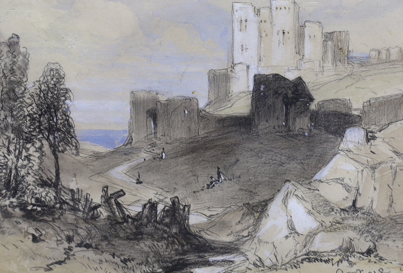 James Duffield Harding (1798-1863), watercolour, pencil and chalk, Dover Castle, inscribed, details verso, 10x15cm
